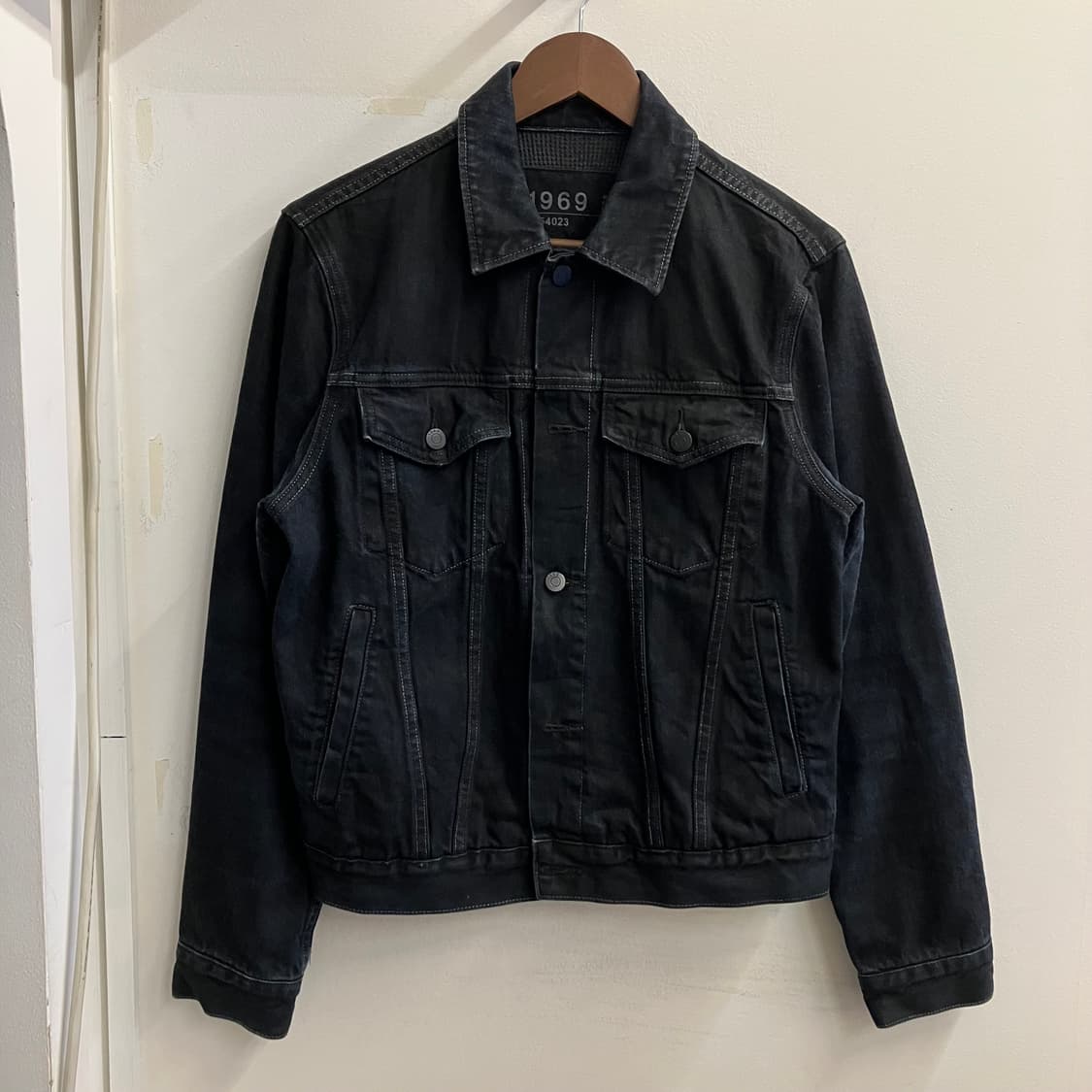 N12 갭 데님 트러커 와플 청자켓 블랙 상품이미지1