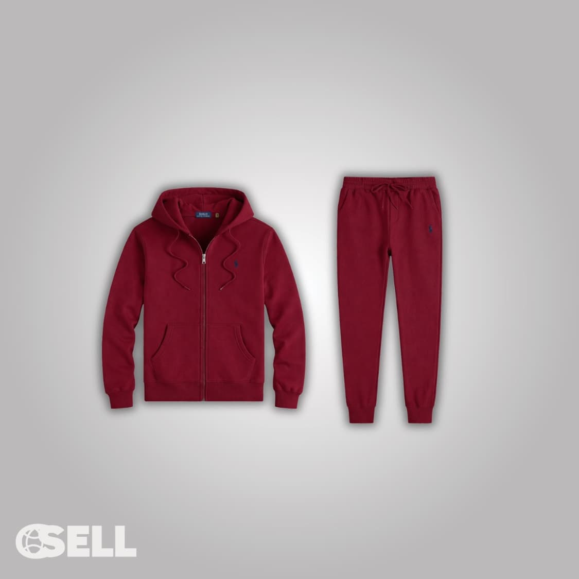 폴로 버건디 후드집업 셋업 상품이미지2