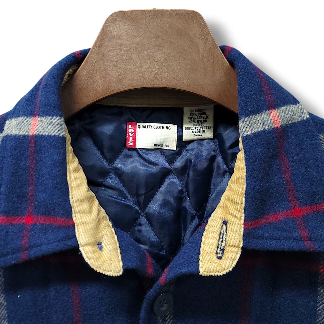 [105/XL] 리바이스 네이비 체크 모직 플란넬 셔츠 자켓 상품이미지9
