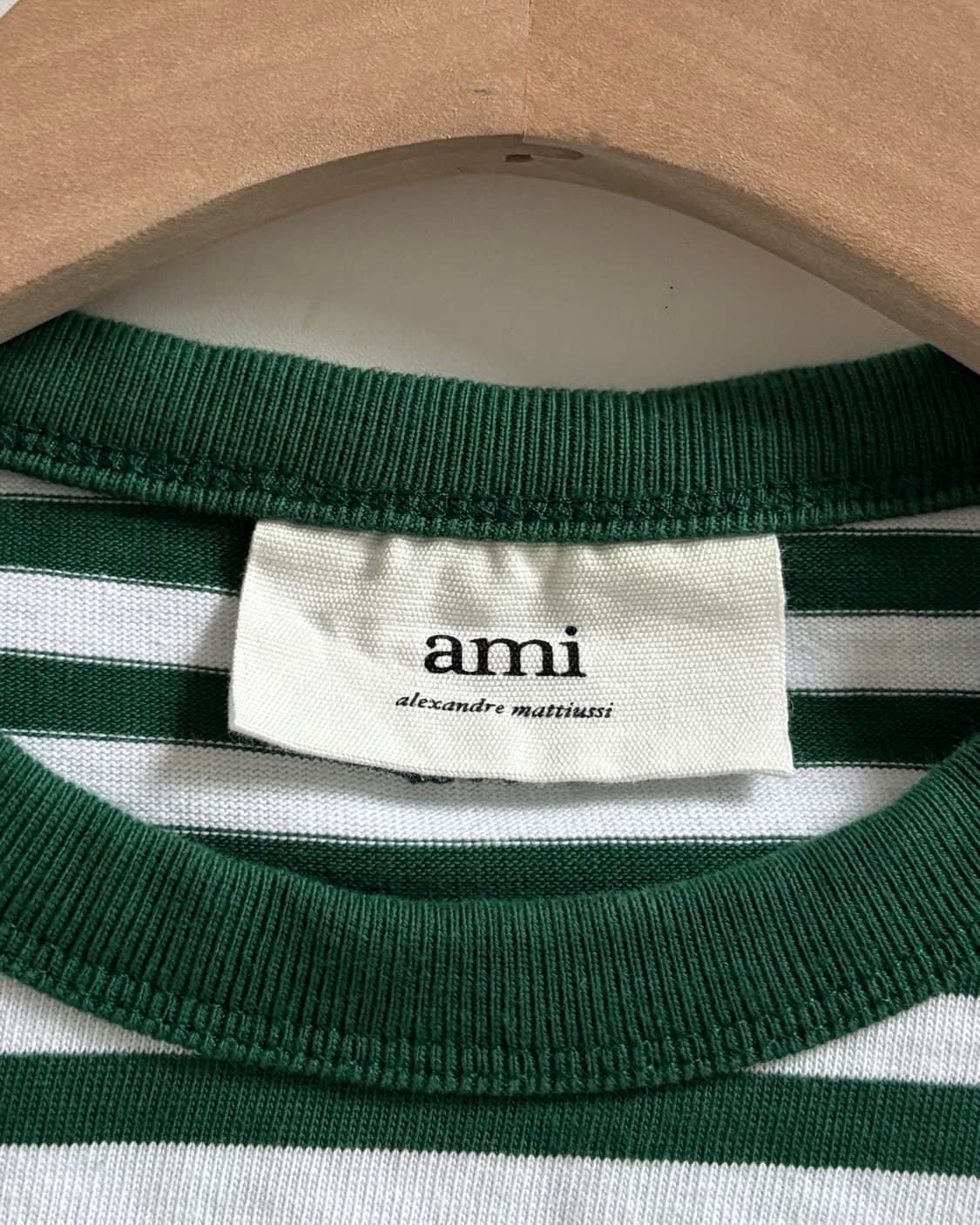 Ami 아미 하트로고 그린컬러 스트라이프 슬리브 상품이미지5