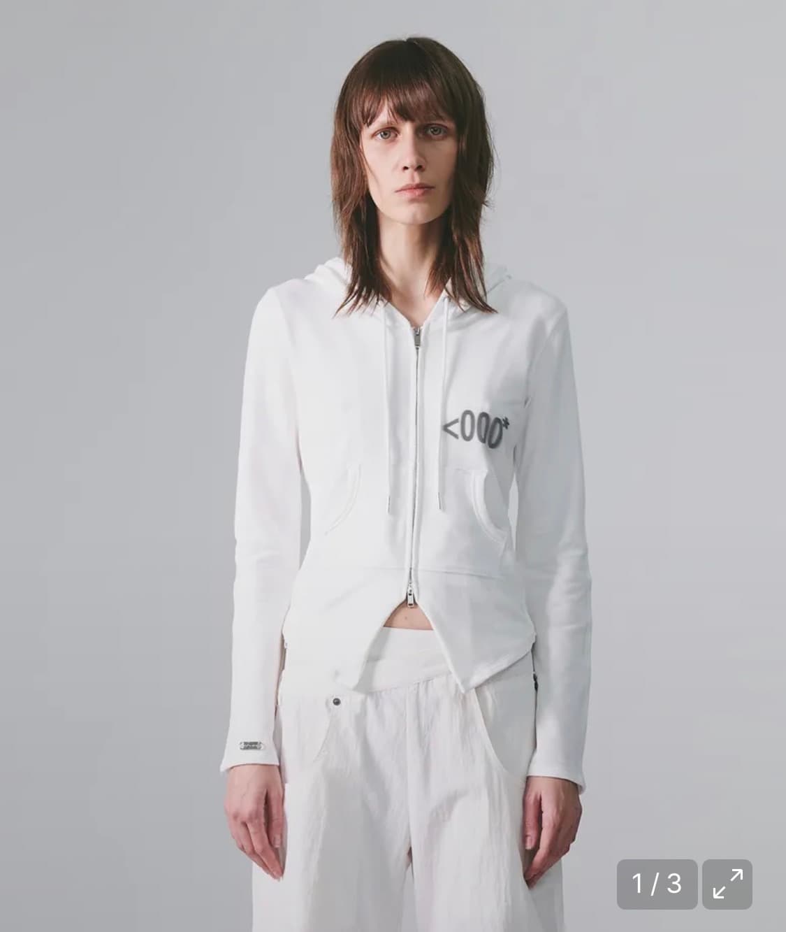 나체 엠티 슬림핏 후드집업 화이트 상품이미지1