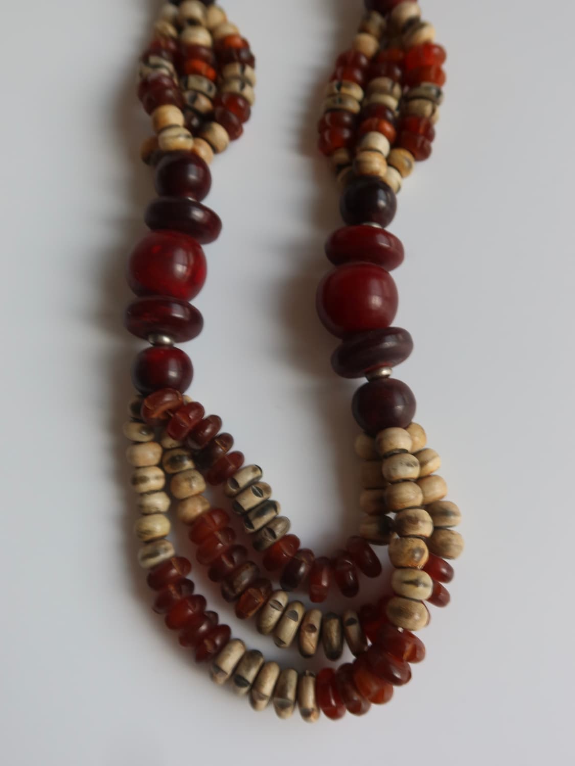 ethnic wooden & bead layered necklace 상품이미지4
