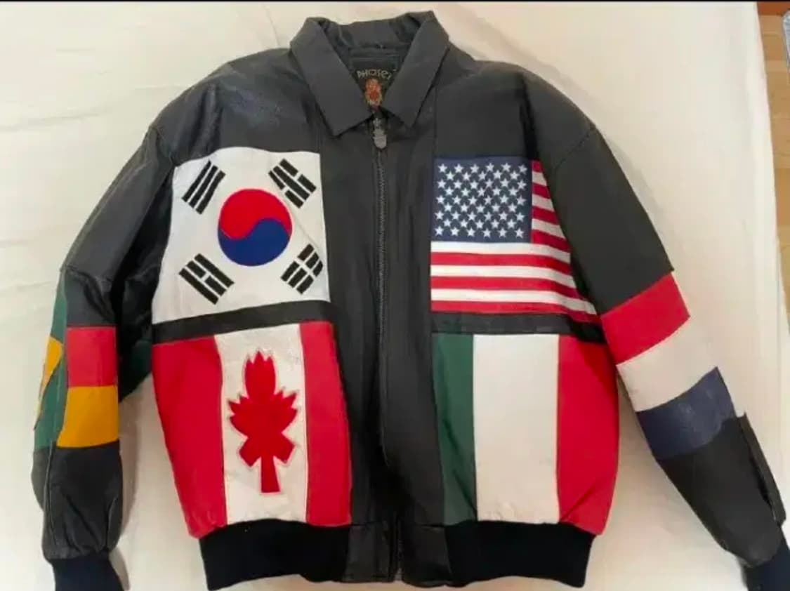 phase3 world flag leather jacket 힙합,슈프림 상품이미지2