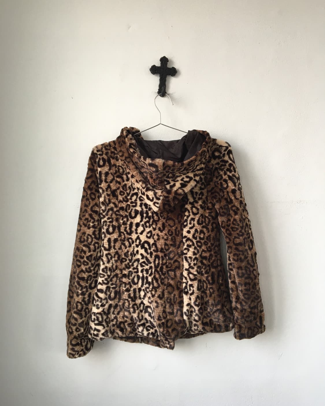 Fake fur leopard pattern duffle button h 상품이미지3