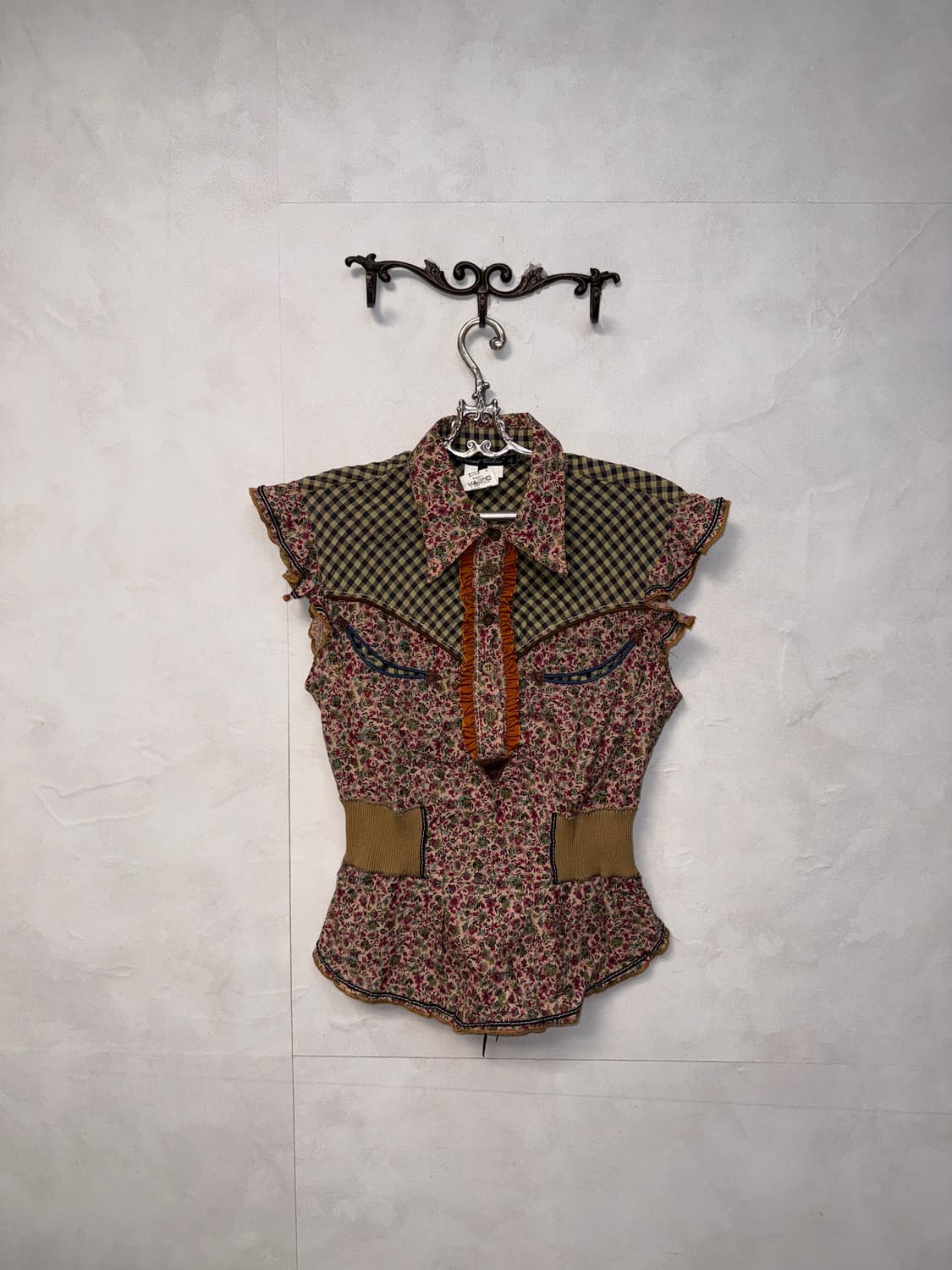 Bohemian floral check western detail bl 상품이미지1