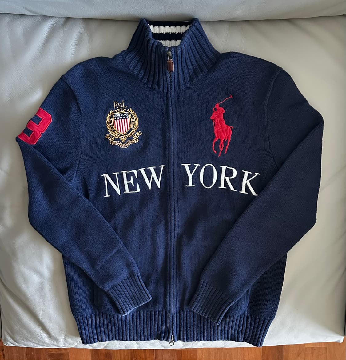 폴로 랄프로렌 빅포니 뉴욕 니트 집업 M 상품이미지2
