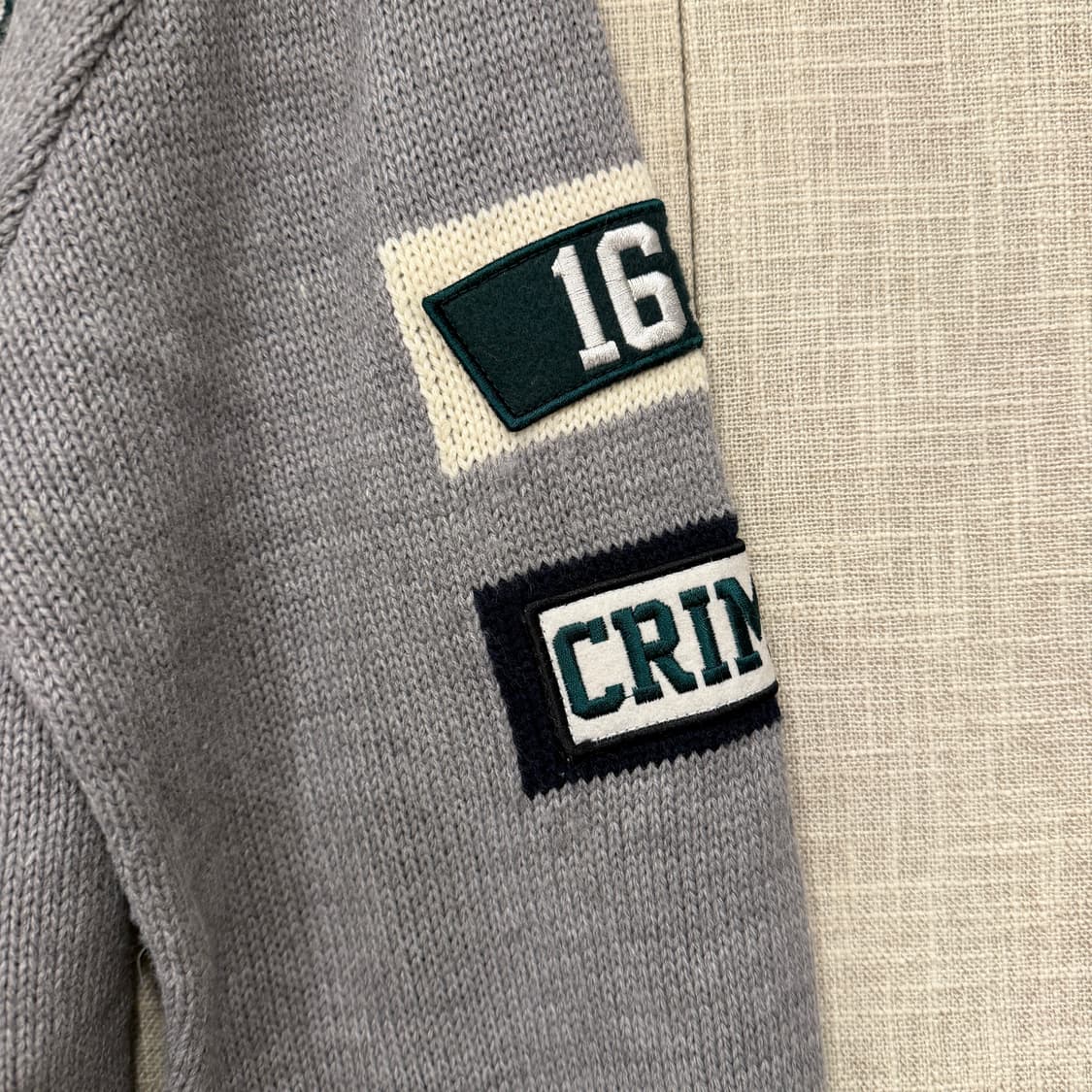 TMRW 하버드 라이센스 패치 니트 L 그레이 상품이미지4