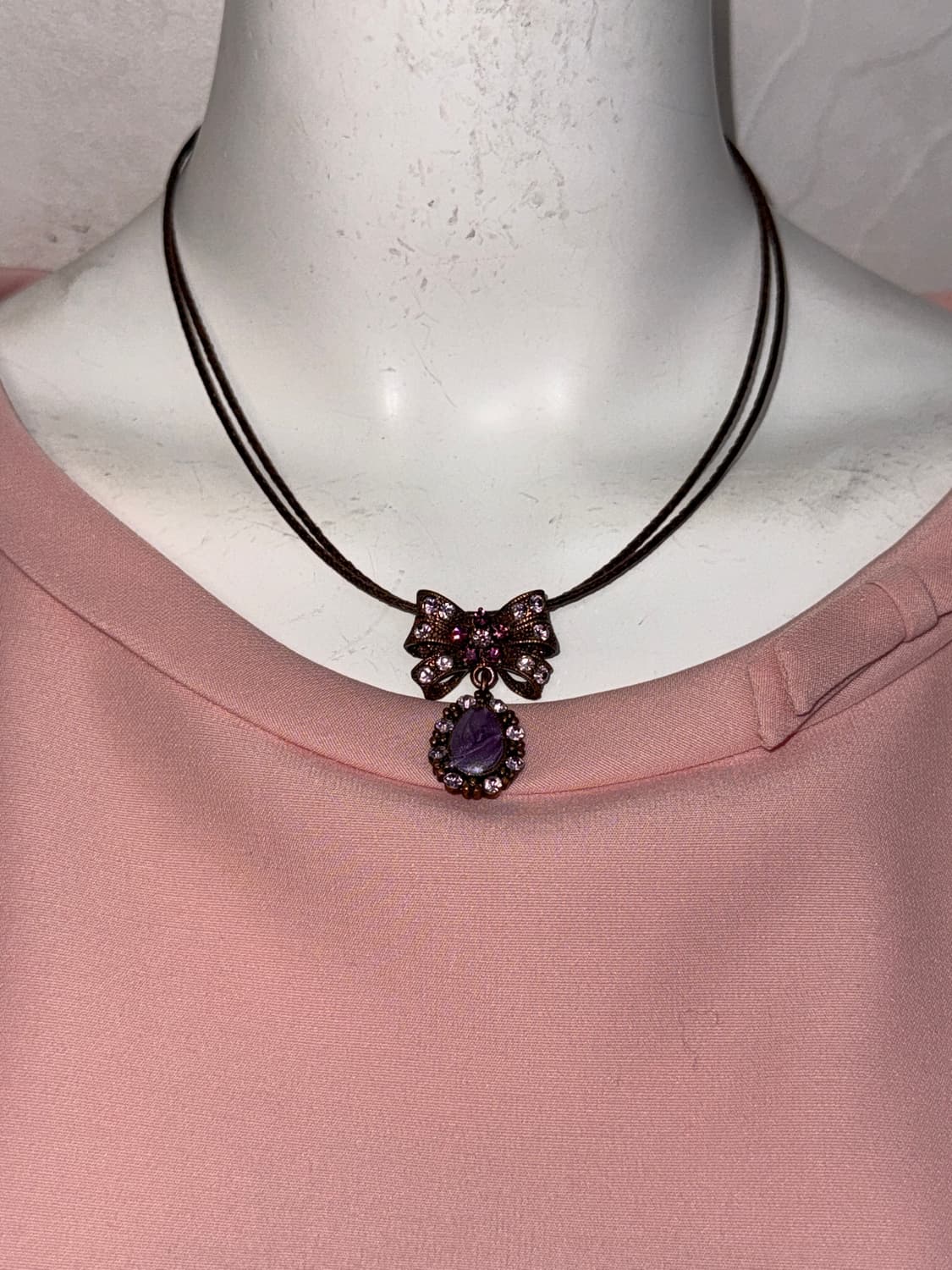 Purple ribbon cubic necklace  상품이미지4