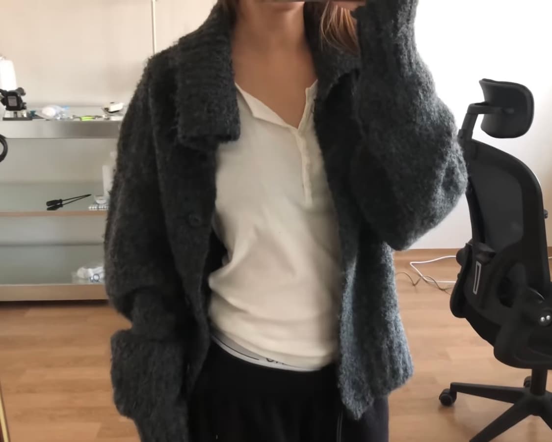 매니크 하이넥 가디건 (차콜) 상품이미지2