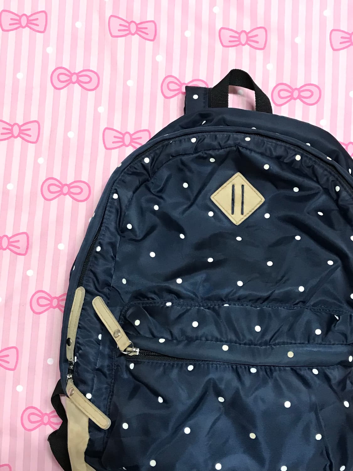 네이비 도트 백팩 모리가방  상품이미지4