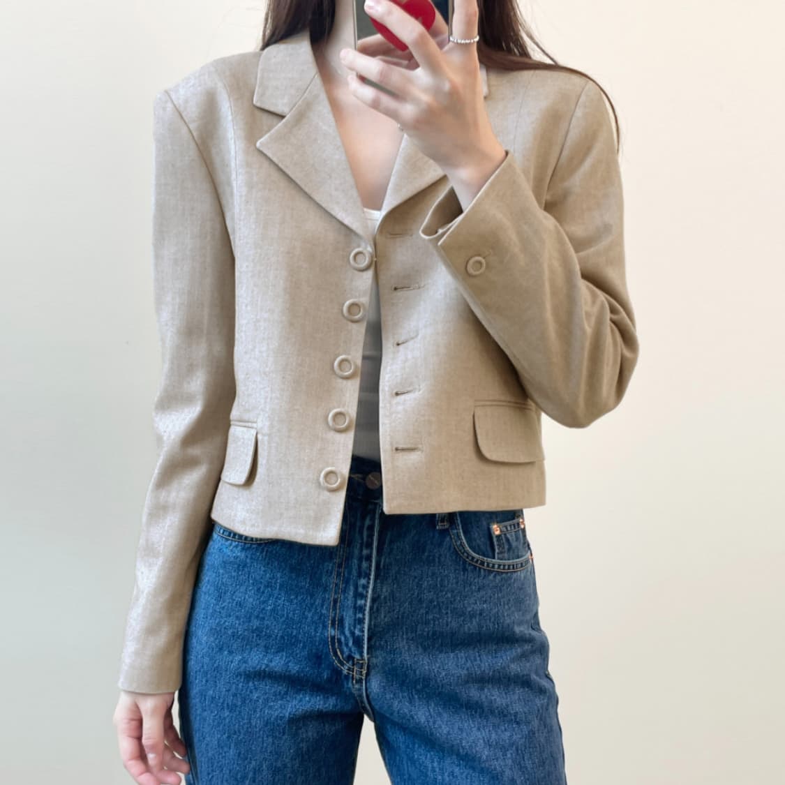 유네네(unene) 헤링본 크롭자켓 55-66 새상품 상품이미지4