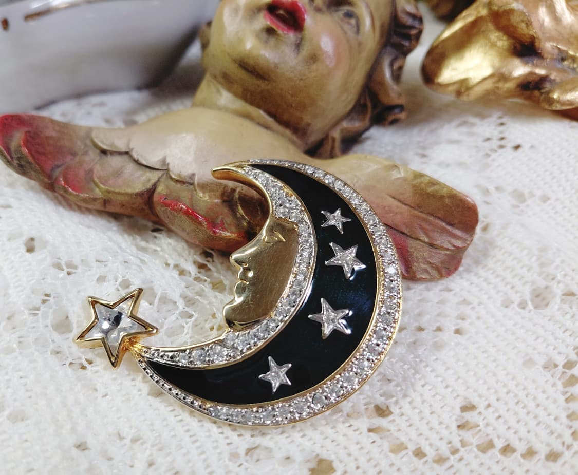 희귀vintage)버틀러앤윌슨 빈티지 달과별 애나멜 브로치 상품이미지1