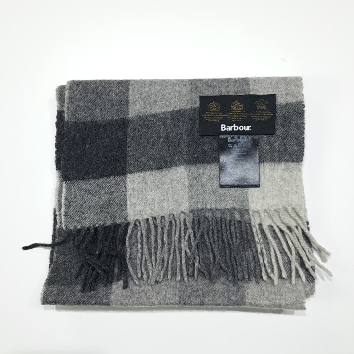 MX618 바버 00s 램스울 블록체크 그레이 머플러 목도리 상품이미지6