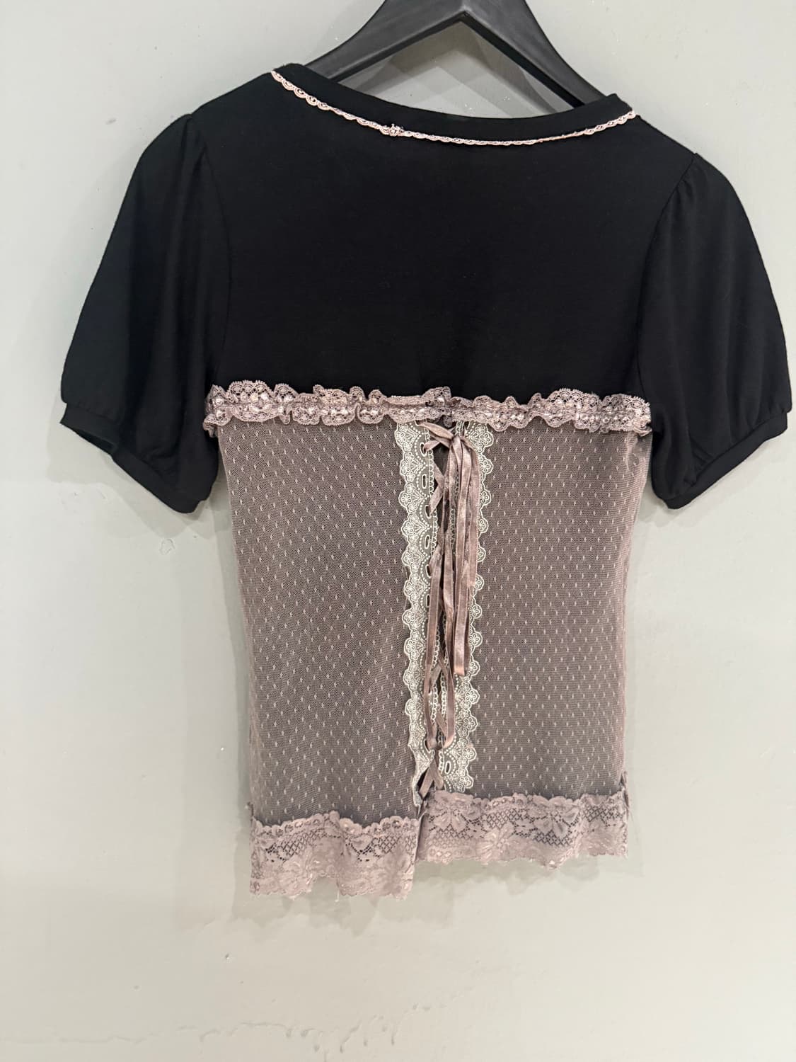 axes femme lace-up detail layered top 상품이미지9