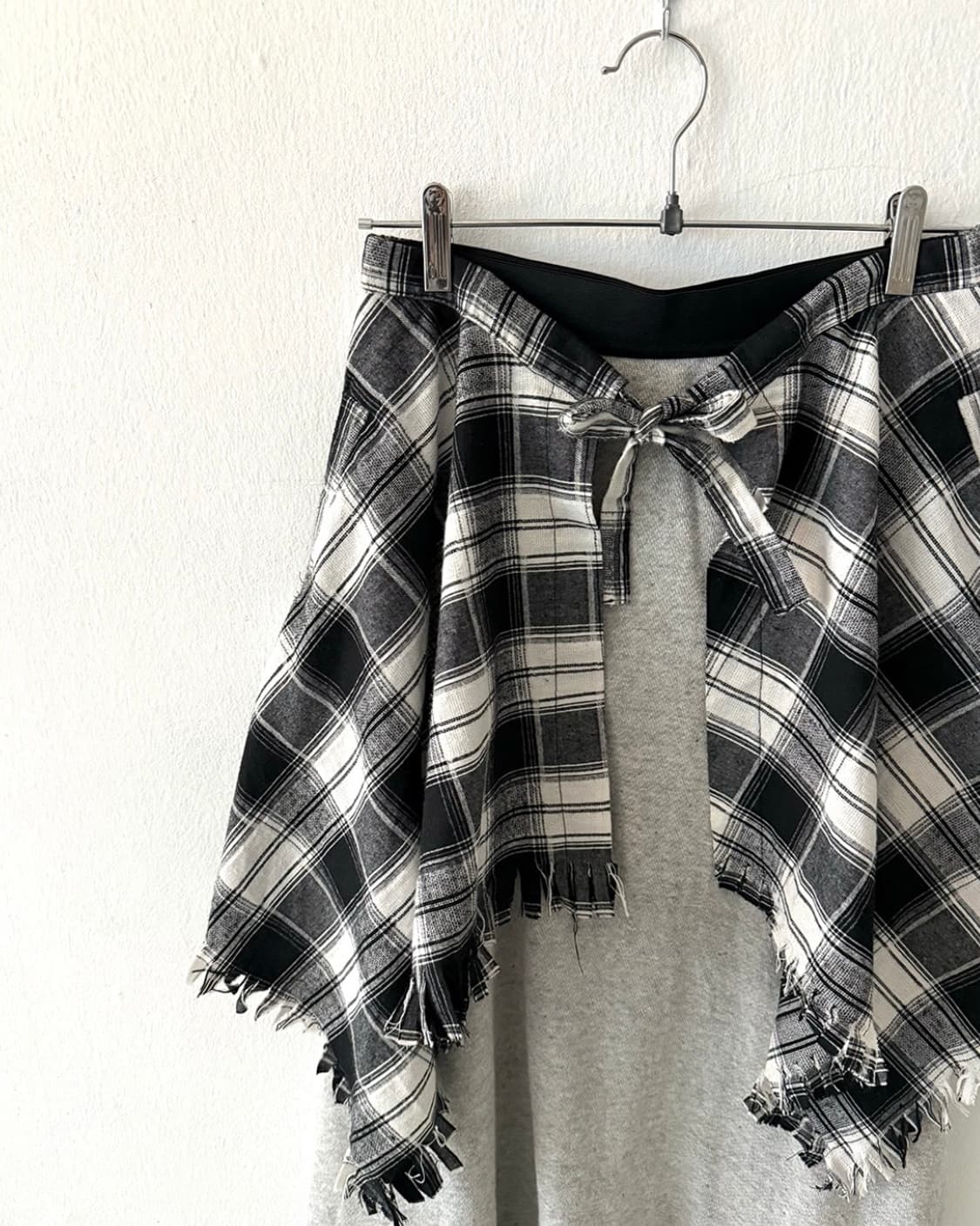Check layered skirt+gray long skirt set 상품이미지2
