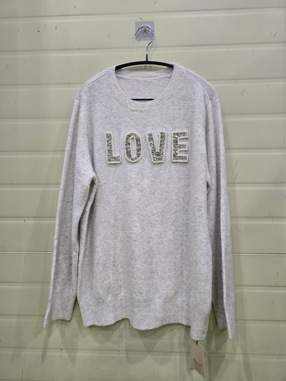 LOVE 장식 회색 니트 상품이미지4