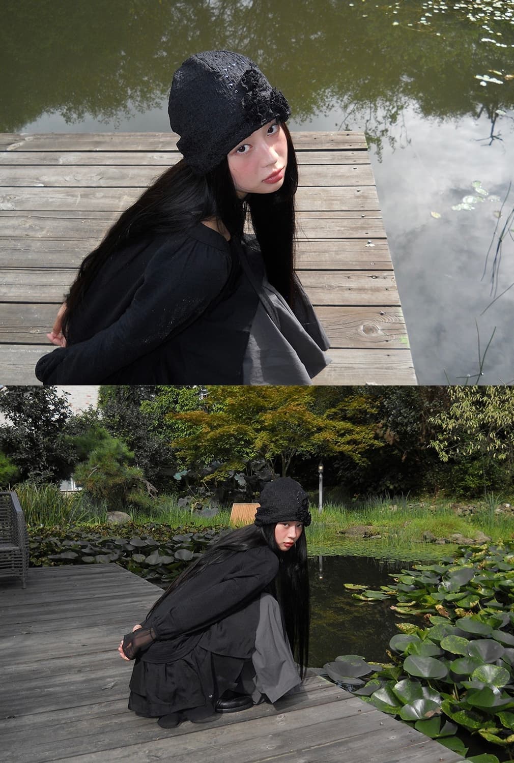 (새상품) flareup 플레어업 블랙 플라워 러플 비니 상품이미지2