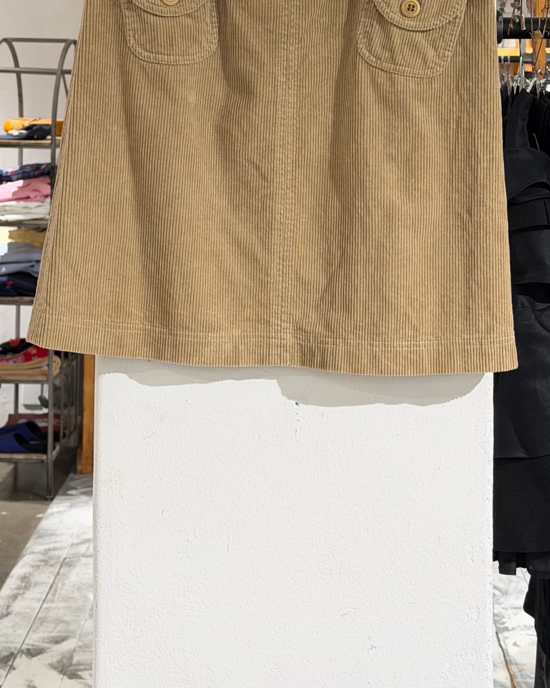 막스 마라 위캔드 베이지 코듀로이 버튼 포켓 스커트 상품이미지3