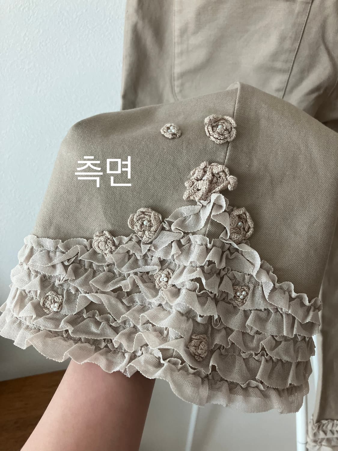 핑크하우스 여성 밑단 레이스프릴장식 면바지 카프리팬츠 모리걸 상품이미지6