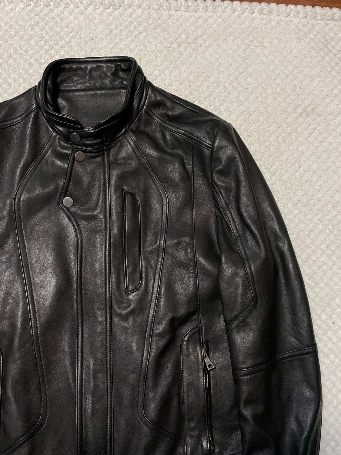 광희시장 아티잔 무드 램스킨 양가죽 절개 레더 자켓 상품이미지3