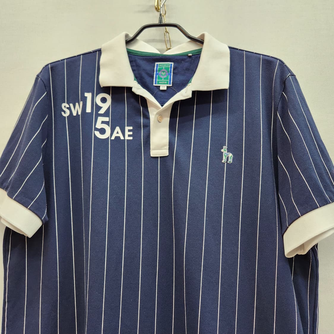 헤지스x윔블던 로고자수 스트라이프 반팔카라 110(XL) 상품이미지2