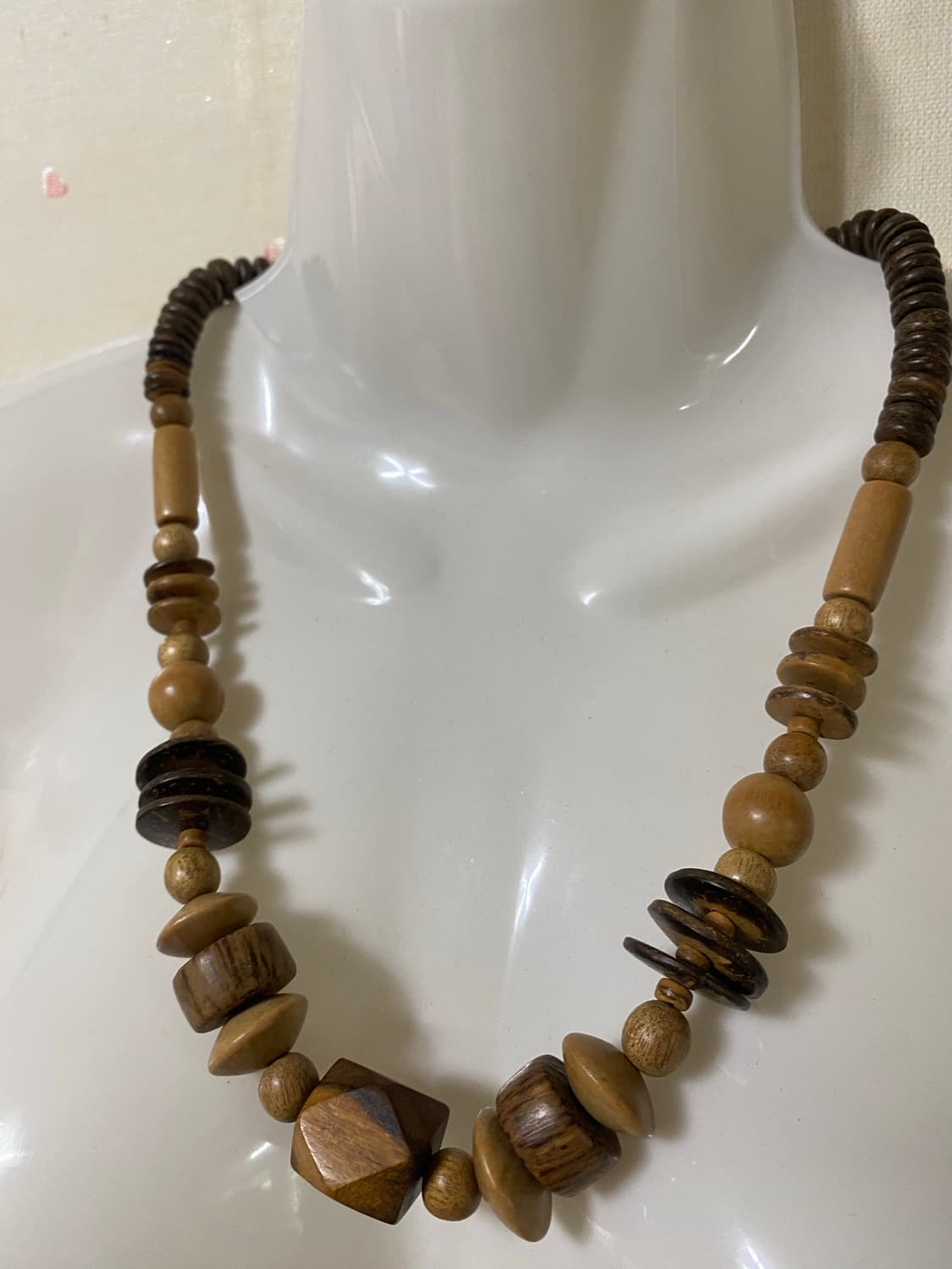 우드 나무 비즈 목걸이 빈티지 보헤미안룩 상품이미지3