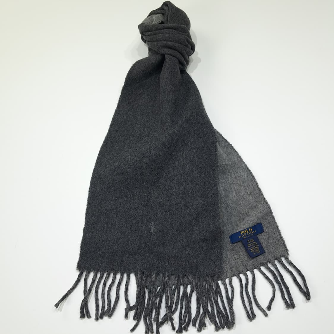 MX334 폴로 랄프로렌 그레이 연그레이 양면 버진울 목도리 머플러 상품이미지2