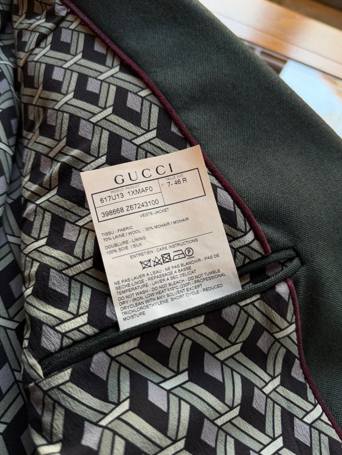 GUCCI 구찌 100주년 컬렉션 모헤어 테일러드 자켓 슬림100 상품이미지10