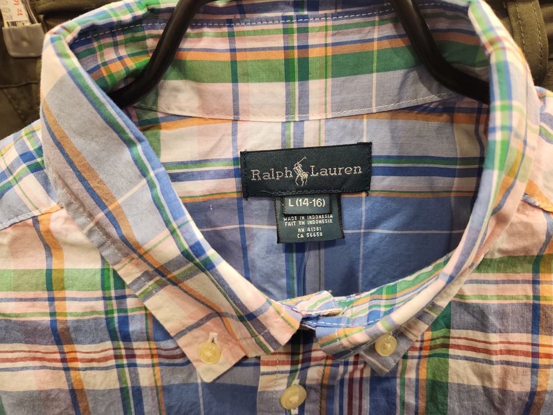 랄프로렌 키즈 체크 반팔 셔츠 L (14-16) 새제품 상품이미지2