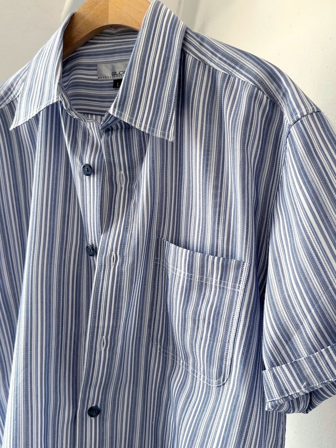 High count multi stripe woven H/S shirt 상품이미지1