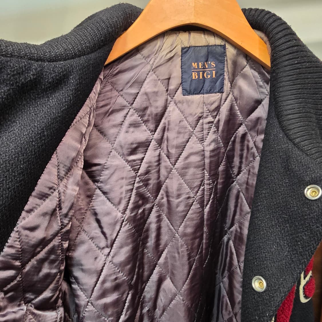 빈티지 MEN'S BIGI 울 소가죽 바시티 자켓 M 상품이미지6