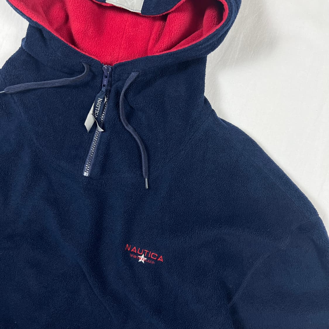 90‘s 노티카 nautica 테크 로고 풀오버 후드 플리스 상품이미지3