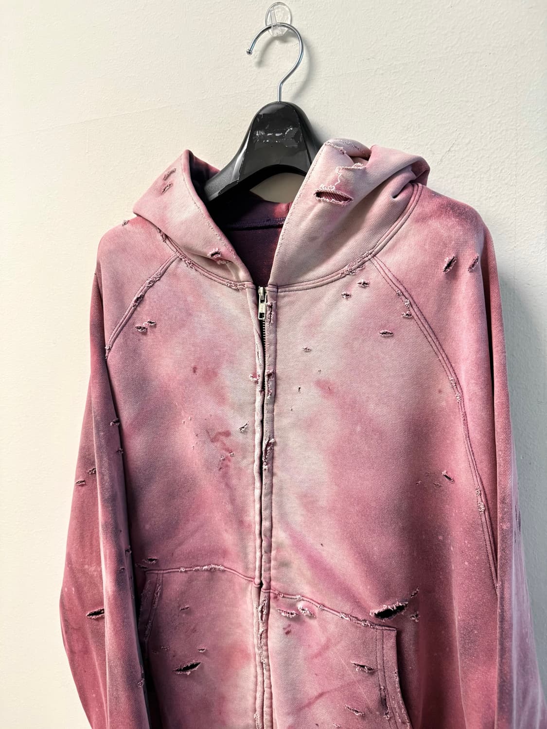 (색감 탑)Distressed faded custom hoodie zip 상품이미지6