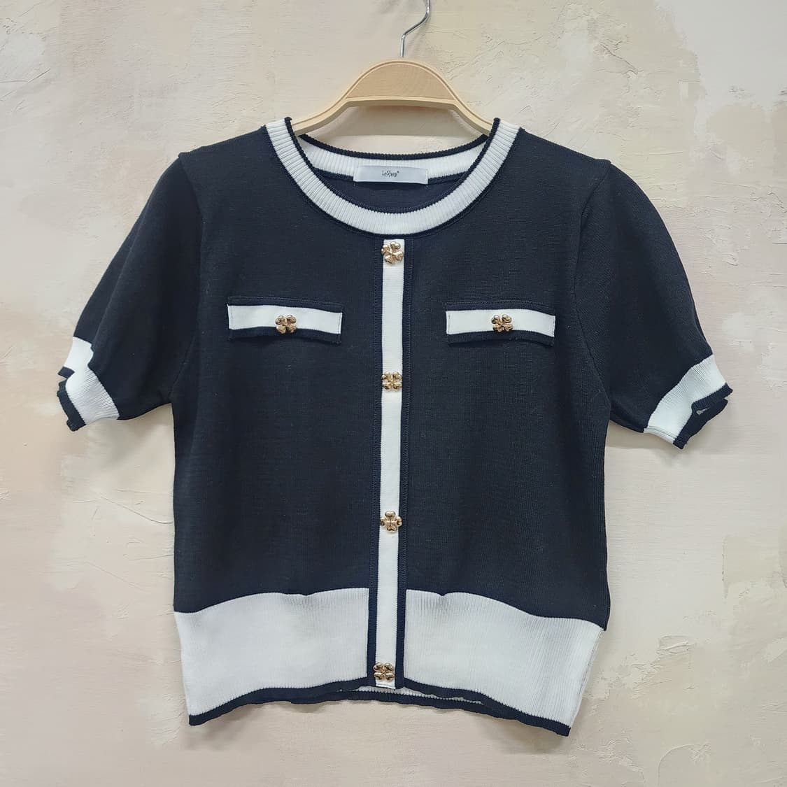 르샵 블랙 배색 가디건 상품이미지1