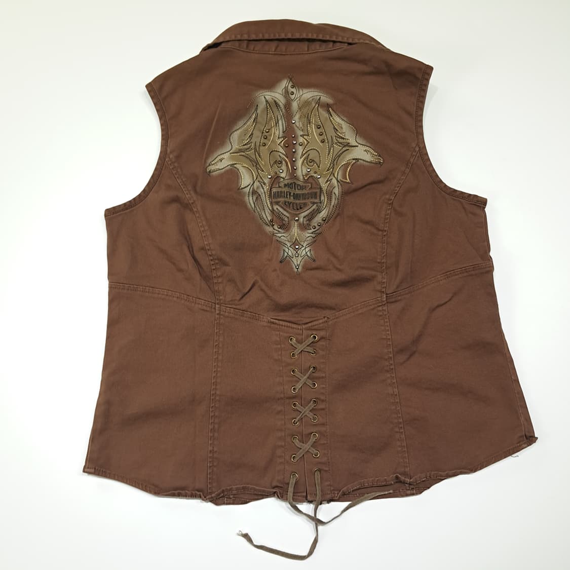 CL638 L 할리데이비슨 00s 스터드 브라운 조끼 베스트 상품이미지6