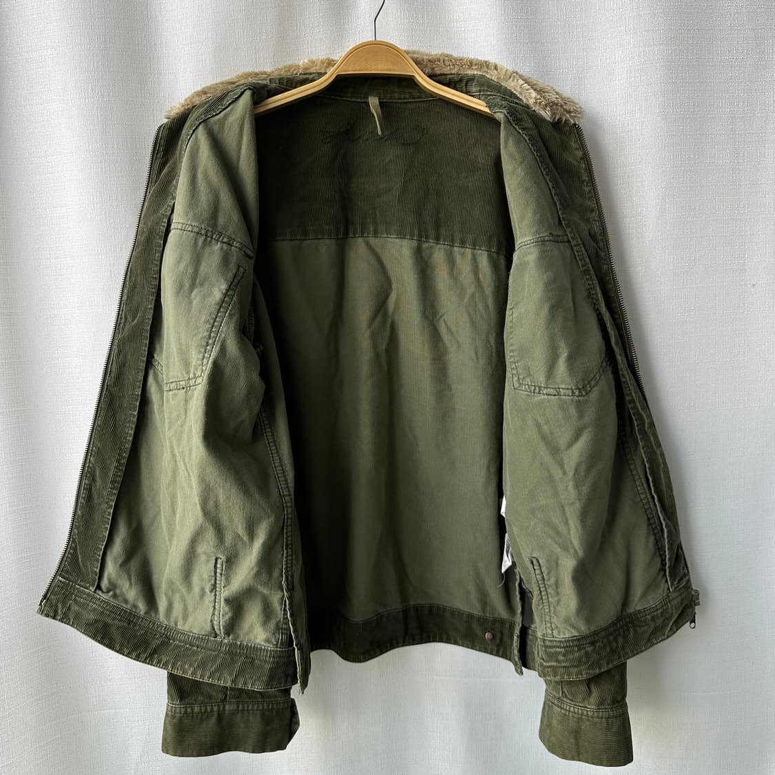 프렌치 커넥션 플리스 카라 코듀로이 자켓 카키 M 상품이미지7