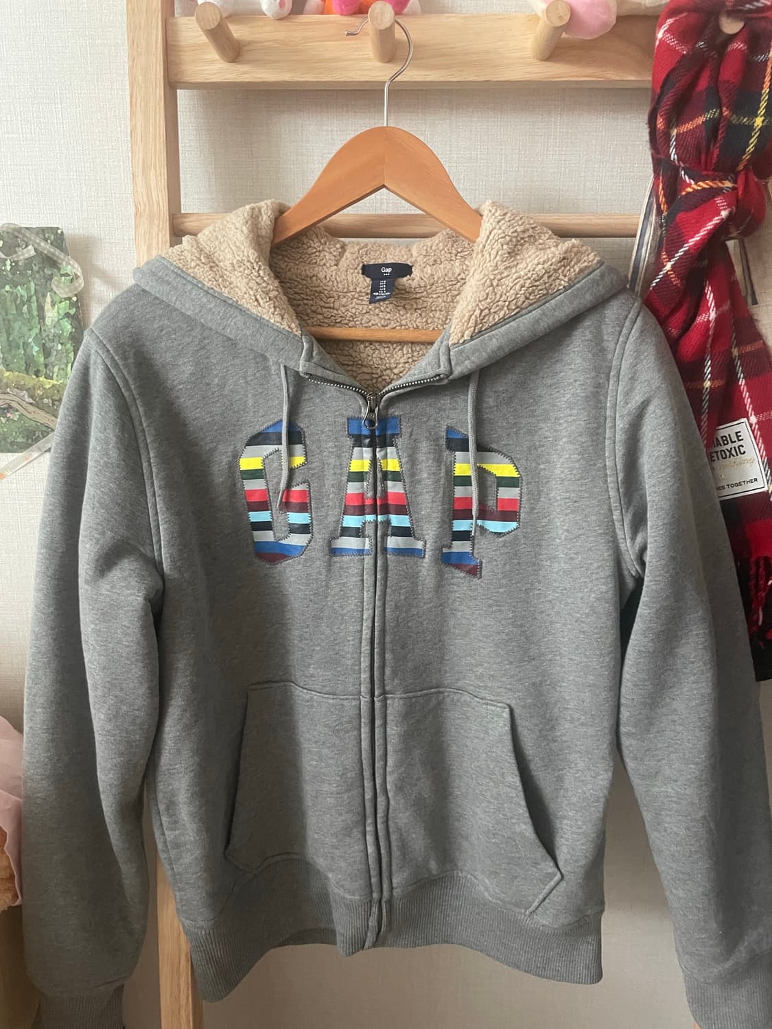 빈티지 gap 양털 그레이 후드집업 상품이미지2