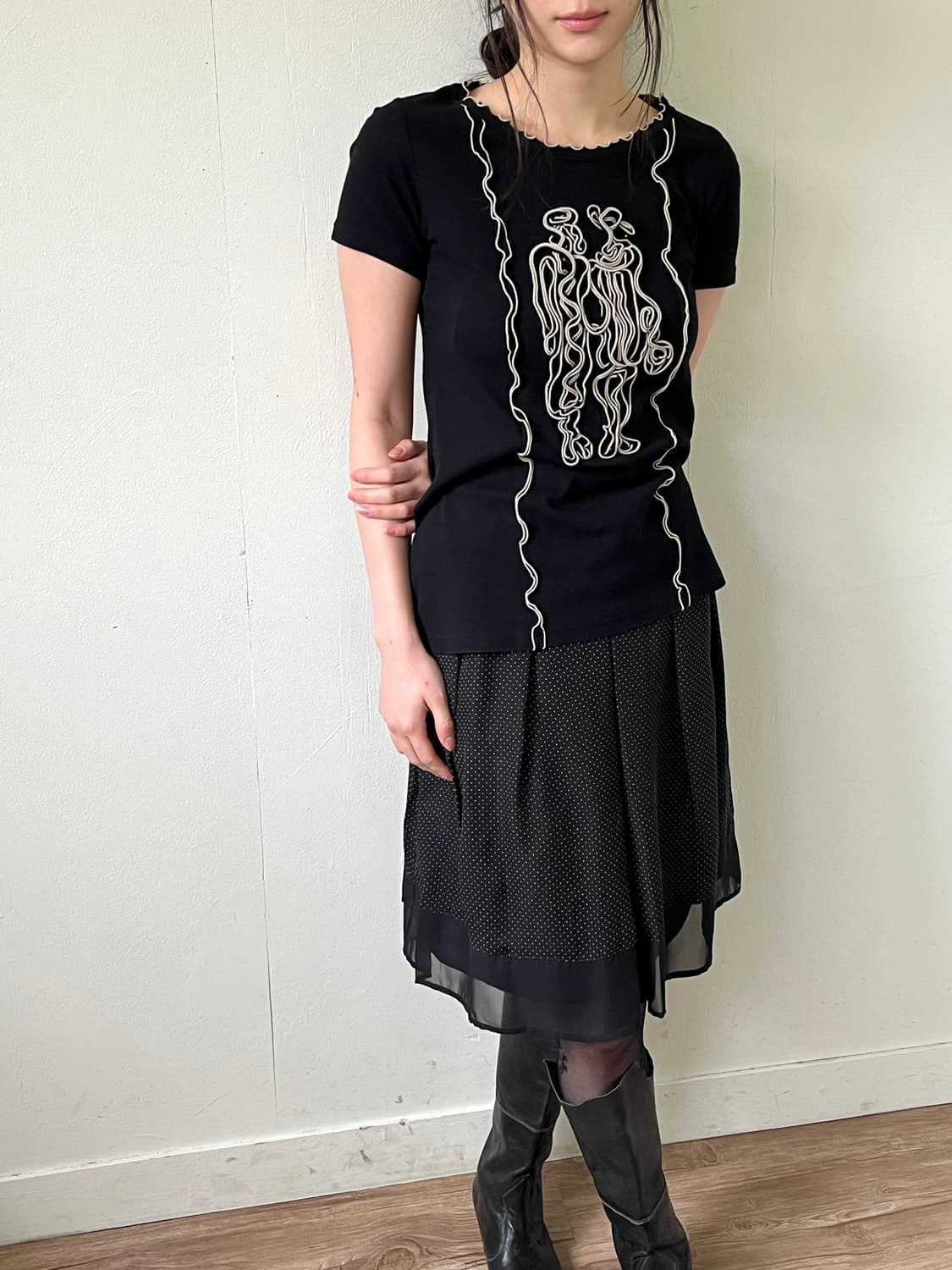 Japan vtg 도트 스커트 상품이미지3