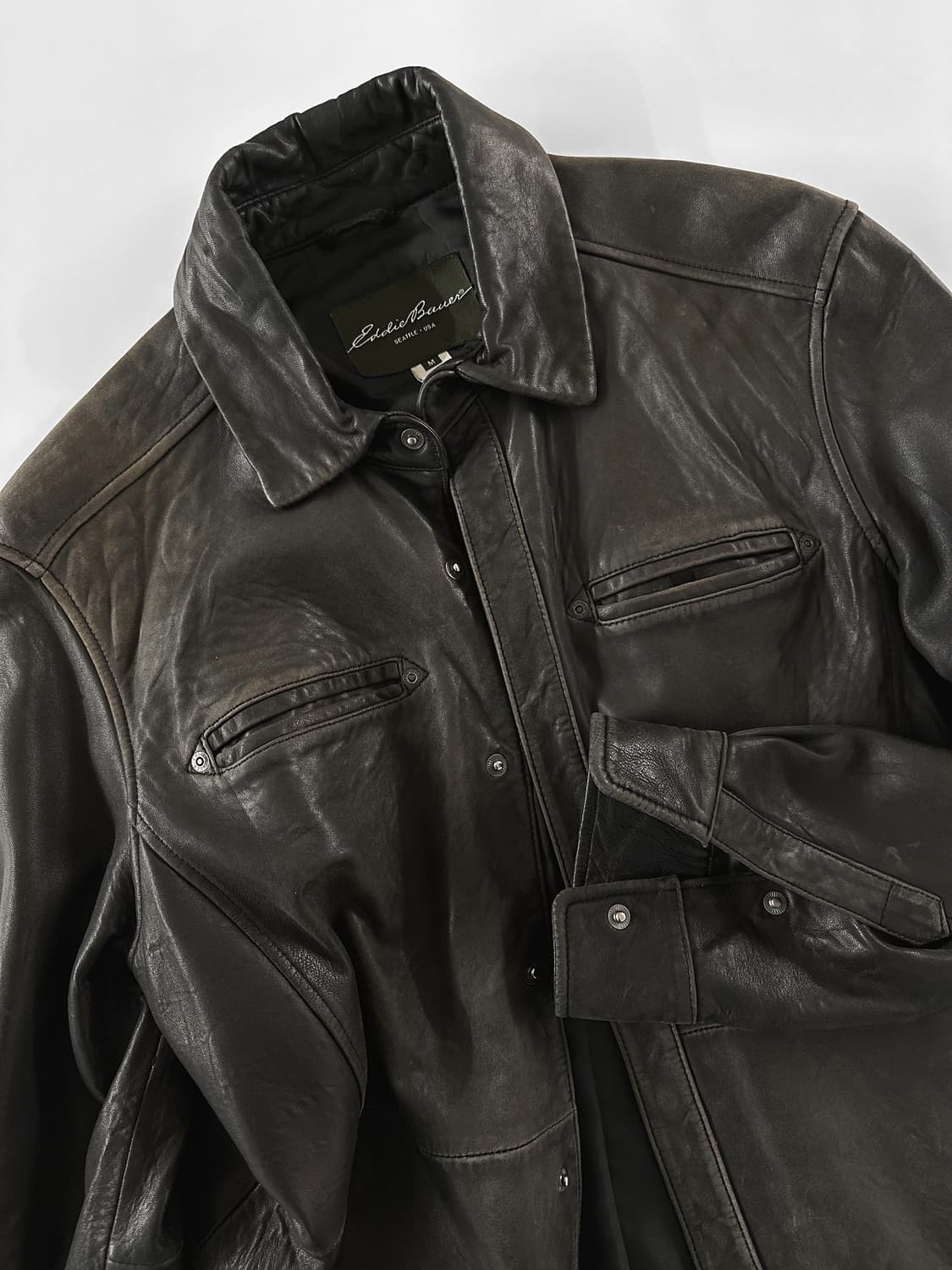 90~00s 에디바우어 제뉴인 램 레더 자켓 상품이미지4