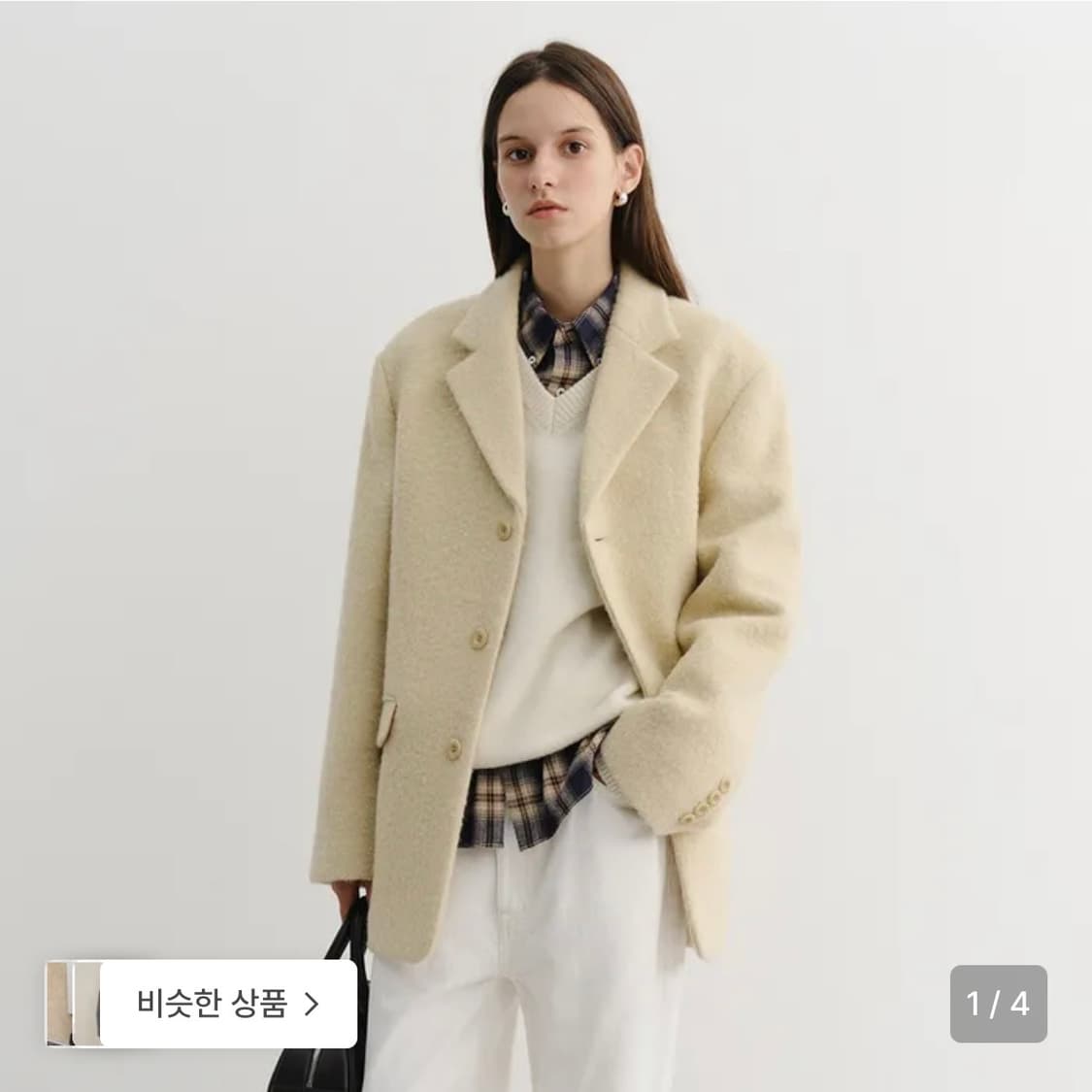 ❗️초특가❗️던스트 부클 울 자켓 버터색 L (따뜻한 버터색) 상품이미지1