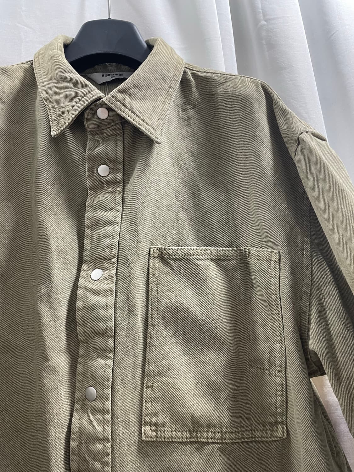 에잇세컨즈/ 헤비 트윌 가먼트다잉 셔츠 올리브/ XXL 상품이미지9