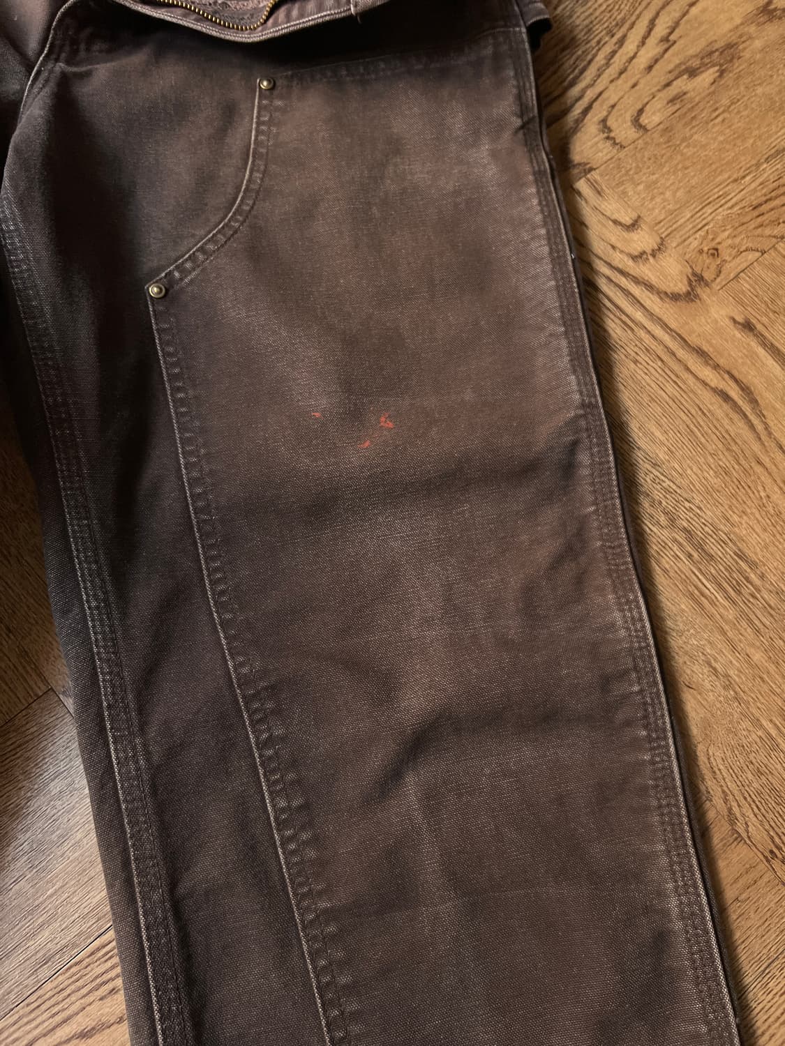[33]칼하트 USA Made 빈티지 페이딩 다크브라운 더블니 워크 팬츠 상품이미지6