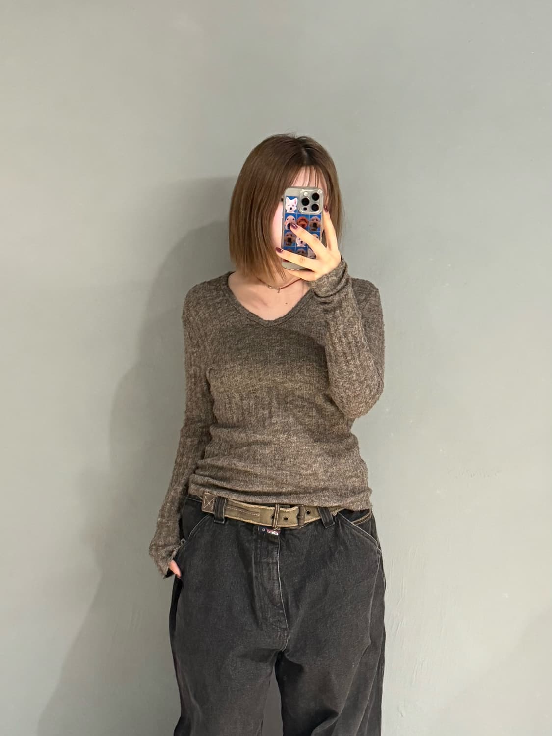 NO ID v-neck knit sleeve  상품이미지2