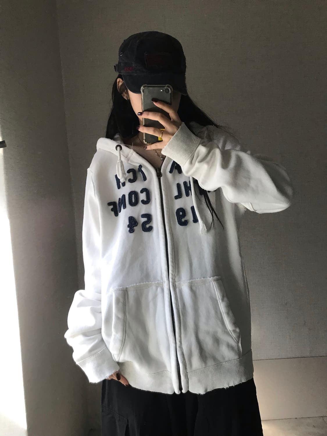 아베크롬비 화이트 오버핏 후드집업 상품이미지1