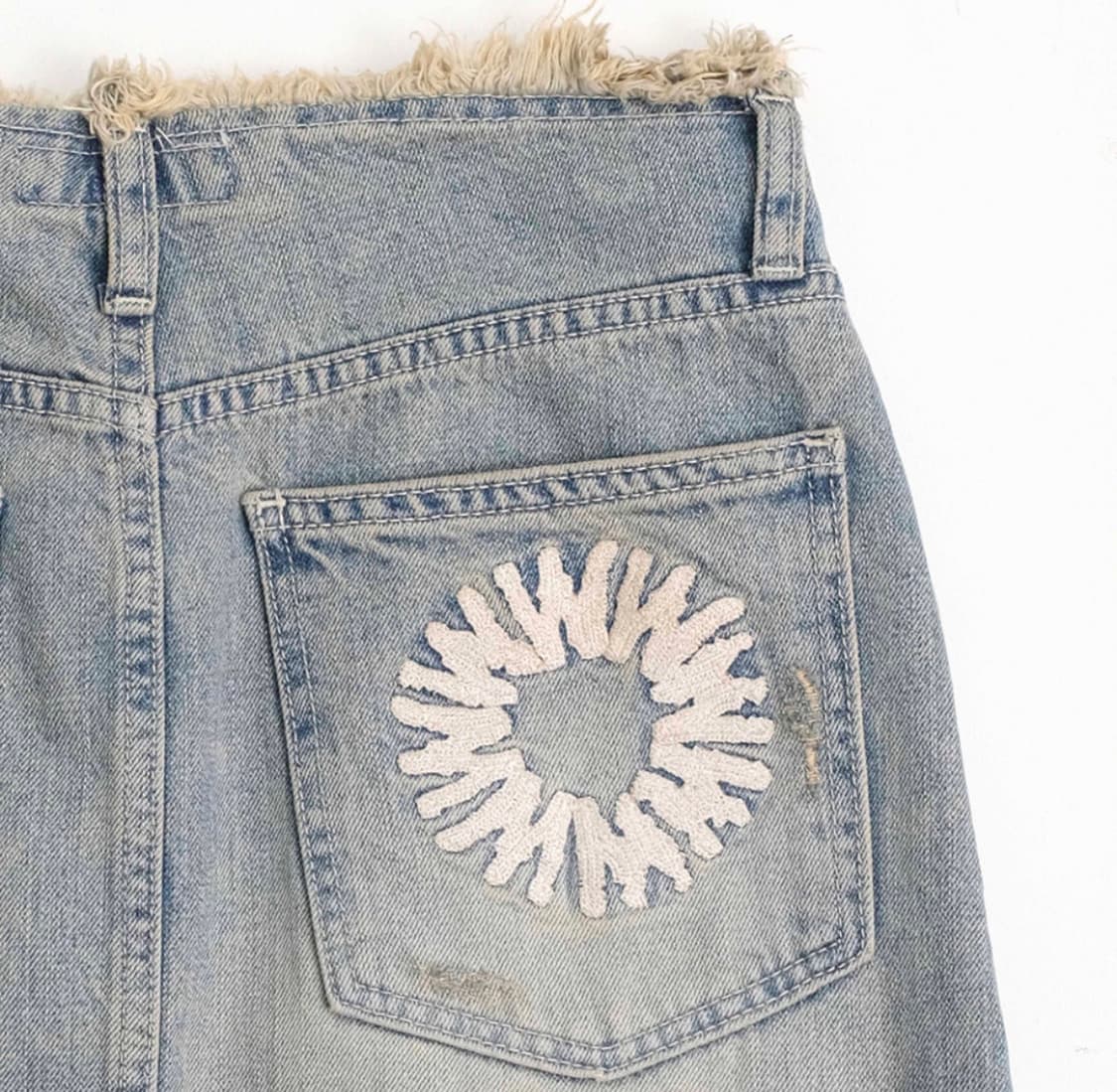 [999 휴머니티] 컷팅 엣지 풀 랭스 데님 스커트 (빈티지 블루) 상품이미지3