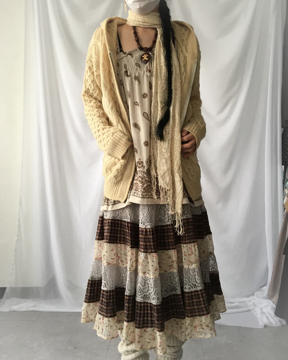 Woolen knit cable hood zip up 상품이미지7