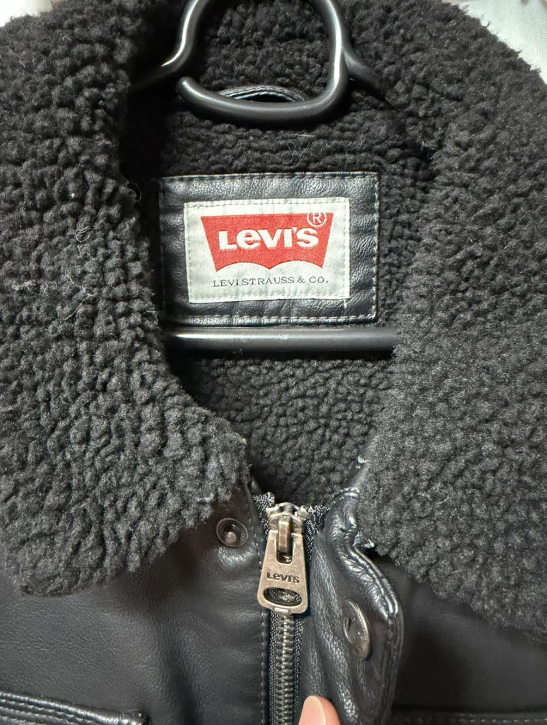 리바이스 블랙 레더 쉐르파 트러커 자켓 L 상품이미지5