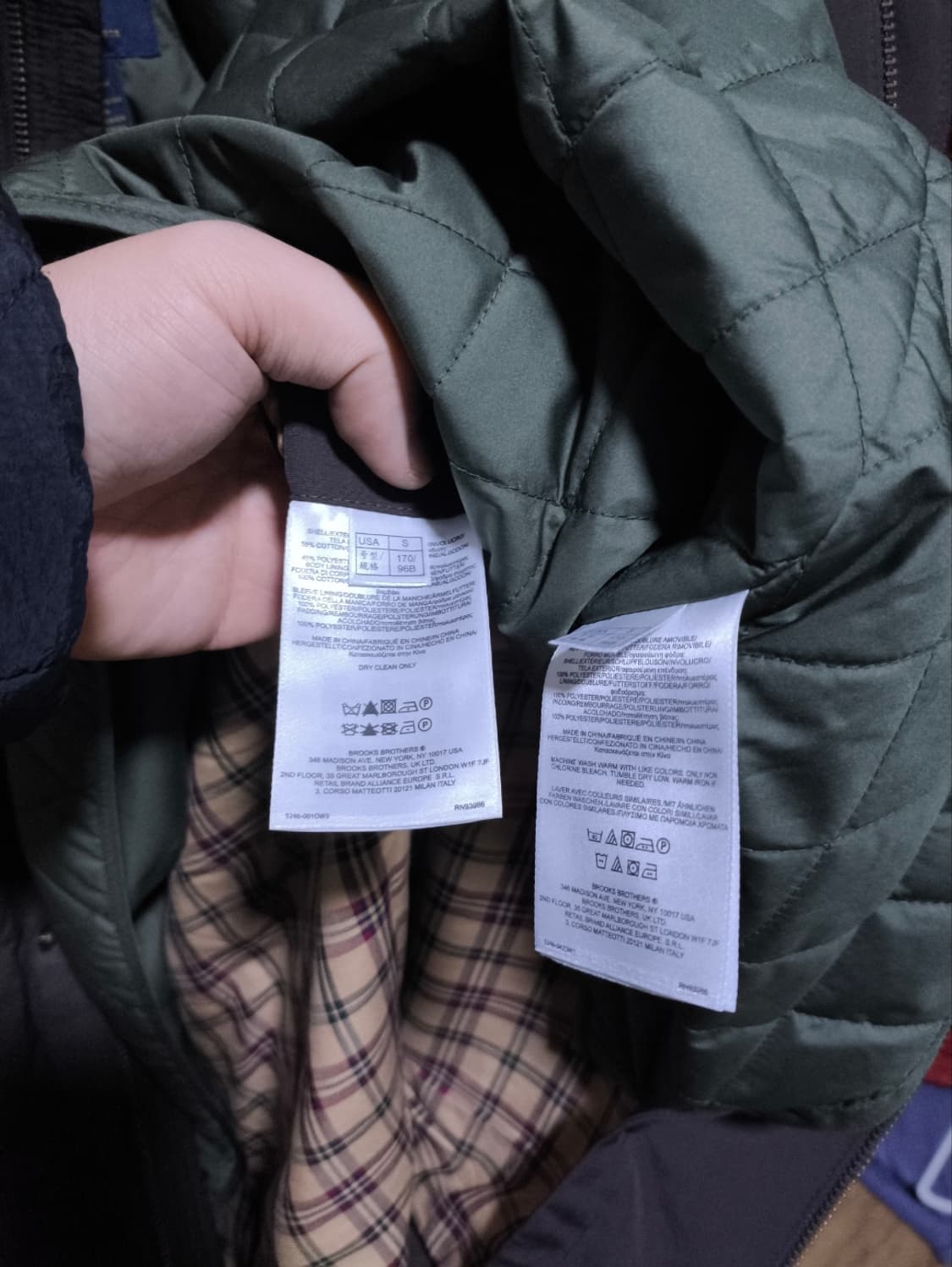 S(95~100) 브룩스브라더스 퀼팅자켓 내피 먹브라운 상품이미지8