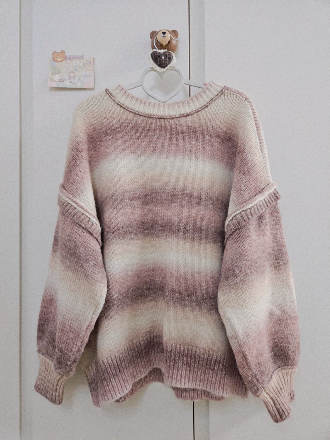 빈티지 모리걸 핑크 그라데이션 니트 가디건 상품이미지4