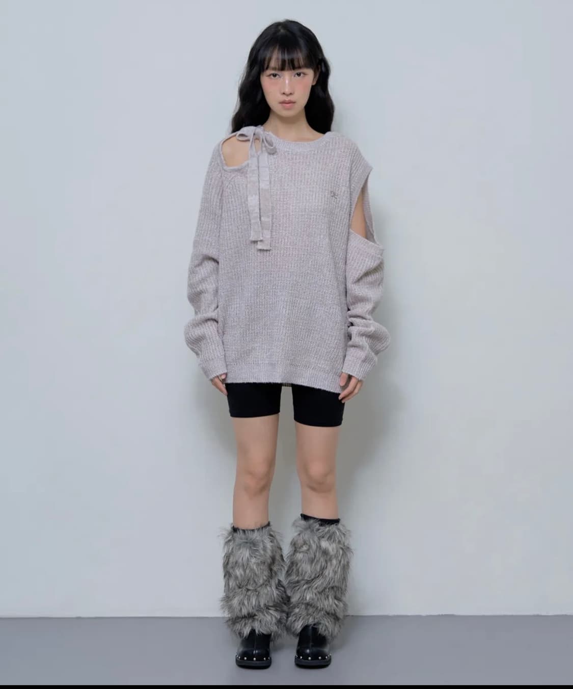 팬시클럽 리본 원숄더 니트 상품이미지1